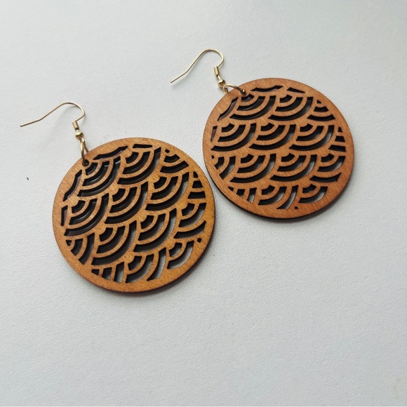 Anthropologie Jewelry - Anthropologie Elegant Brown Wooden Earrings